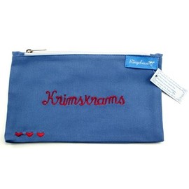 Fairtrade Women's Cosmetic Bag with Embroidery Blue Red 12 x 20 cm Cotton Ringelsuse