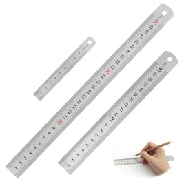 Juego de 3 reglas de acero inoxidable, 10 cm, 20 cm, 30 cm, regla con doble escala métrica e imperial, regla de metal para ingeniería, escuela, oficina y diseño, herramienta de medición de precisión