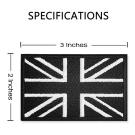 GSYLPFT Black British UK Patch Embroidered Tactical Morale Military Union Jack Hook and Loop Patches for Hats,Backpacks, Vest,Jackets,Military Uniforms(UK Black)