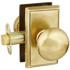 Providence Door Set with Round Brass Knobs Passage in Antique Brass. Doorsets.