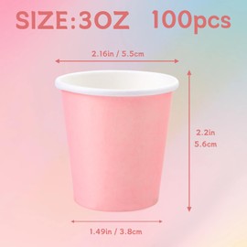 Iuuidu 3 oz Paper Cups, 100 Pack Pink Bathroom Cups, 3 oz Mouthwash Cups Small Cup, Bath Rinse Paper Cups for Home, Office, Wedding, Travel