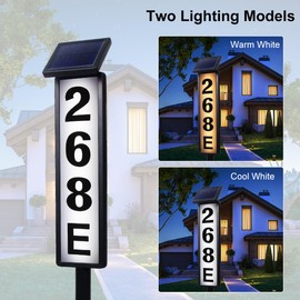 FLSEPAMB Solar Address Sign Lighted Solar House Numbers for Outside Address Plaques for House Address Sign Numbers for House, Yard, Garden, Waterproof