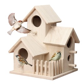 Nesting Box Tit Construction Kit, Weatherproof Wooden Nesting Box, Budgies, Bird House, Blue Tit Robin Made of Solid Wood with 35 mm Entrance Hole, Bird Feeder / Bird Stand Shelter