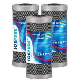 ICEPURE 5 Micron 4.5" x 10" CTO10BB-CQB Whole House Water Filter Upgraded Coconut Shell Activated Carbon Lead Removal Water Filter Replacement for Home, 3PACK