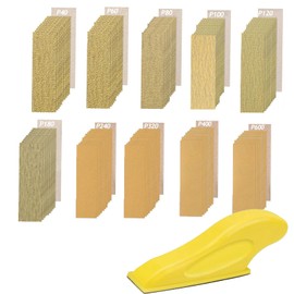 SHGarden Micro Sander Kit 100pcs Detail Sander Refills Micro Finishing Sander Paper Micro Zip Finger Sander Hand Sanding Block for Small Projects Dry Hook & Loop Alumina for Polishing SH0015