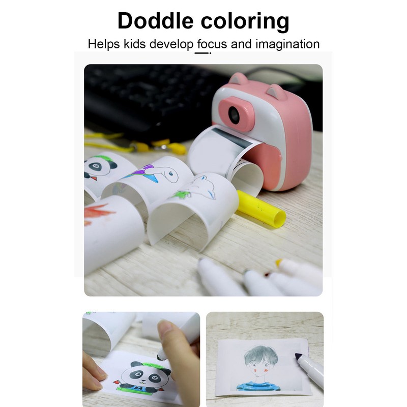 Kids Instant Print Camera with 3 Roll Photo Paper 2in