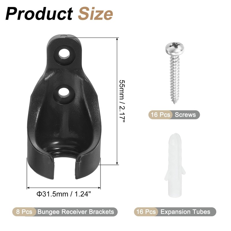 sourcing map 8Pcs Bungee Ball Receivers Brackets, Universal Blinds Bungee