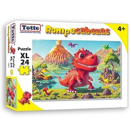 Totte Rompecabezas 24 Piezas XXL | Piezas Extra Grandes, Gruesas y Durables | Diseñado para Uso Infantil (Dinosaurio T Rex)