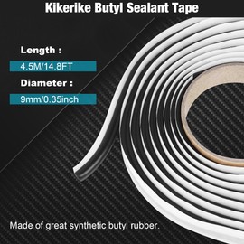 Butyl Rubber Tape Headlight Glue Sealant Rope 14.8Ft Diameter 9mm Butyl Putty Foam Strip Butyl Rubber Caulk Sealer for Automotive (Car RV Truck Marine) Window Door Windshield Sealing - Black, 2 Roll
