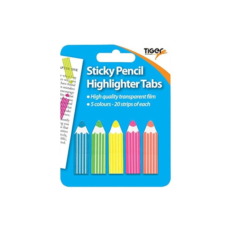 Tiger Sticky Pencil Highlight Tabs Index Flags - Multicolored Letter