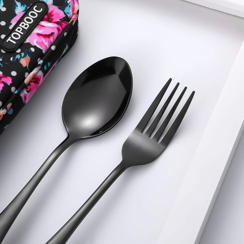 Travel Utensils,Reusable Silverware Set to Go Portable Cutlery Set with