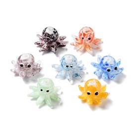 Airssory 10 Pcs Handmade Bumpy Lampwork Glass Beads Ocean Sea Animal Octopus Beads Spacer for Bracelet DIY Jewellery Making