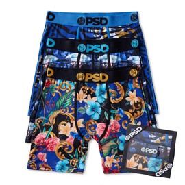 PSD Men's Boxer Briefs - Cobalt 3 Pack, 7 Inch Inseam, Stretchy Moisture-Wicking Boxer Briefs for Men Pack, Small