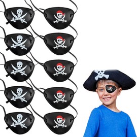 VONJUMA Pack of 10 Eye Patch Pirate Eye Patch Skull Eye Mask 3D Elastic Plastic Eye Mask Adjustable Pirate Eye Mask for Children's Birthday Parties Pirate Theme Parties