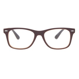 Matte Rubberized Hipster Horn Rim Spring Hinge Reading Glasses Brown +2.5