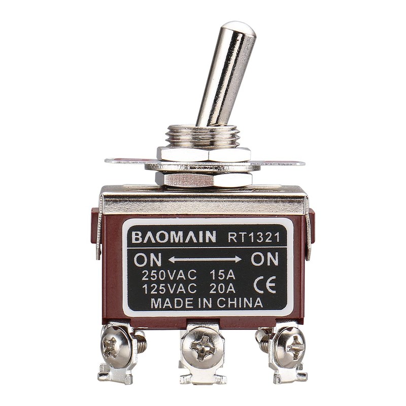 Baomain Toggle Switch DPDT ON/ON 2 Position 250VAC 15A 125VAC