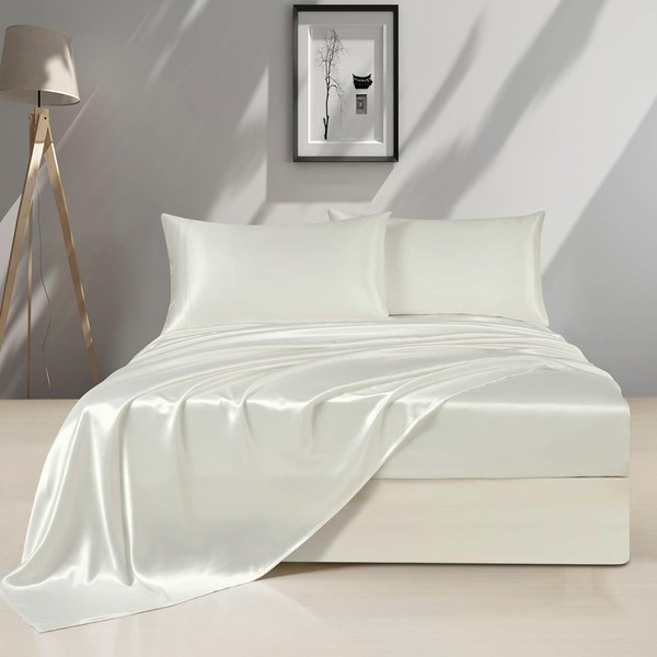 Peace Sleep Bedding Silk Satin Bed Sheets - Queen Size