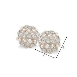 Modern Day Accents 3877 Facetas Perla 3" Silver Cristal & Pearl Spheres - Set of 2, Home Decor, Coffee Table Decor, Decorative Balls, Gem Sphere Ball, Modern Home Decor, Bowl fillers, Gemstone