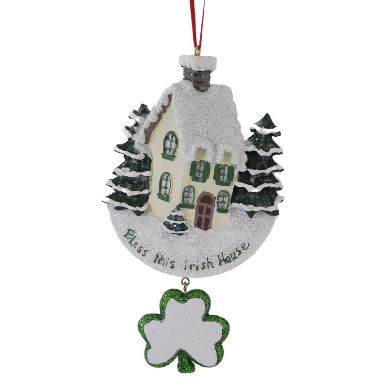 Kurt Adler "bless This Irish House" With Dangle Shamrock Ornament