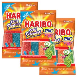 Zing Sour Streamers, 4.5oz Gummy Bag (3 Pack)