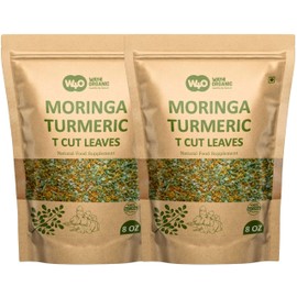 Moringa Leaves Tea with Turmeric 8 oz, Boost Immunity, Aid in Digestion, Caffeine Free, One Tea with Two Benefits (Pack of 2)