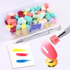 100Pcs Nail Sponges for Ombre Nail Art, Mini Soft Nail Art Sponges with Grabbing Pen and Waterproof Nail Polish Palette Paper, Nail Ombre Brush Gradient Manicure DIY Tools Nail Supplies