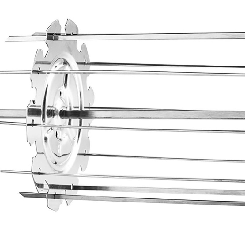 BBQ Roaster Rotisserie Skewers Needle Cage Oven Kebab Grill Stainless