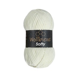 Wollbiene Softy 100 g Chenille Wool for Crocheting Knitting Wool, Baby Wool, Chenille Wool, Super Bulky Crochet Yarn (Cream 02)