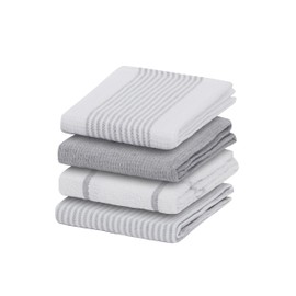 Olivia Rocco 4 Pack Tea Towel Kitchen Tea Towels Cotton Absorbent Long Lasting Catering Bar Dish Towel Cloth, Silver