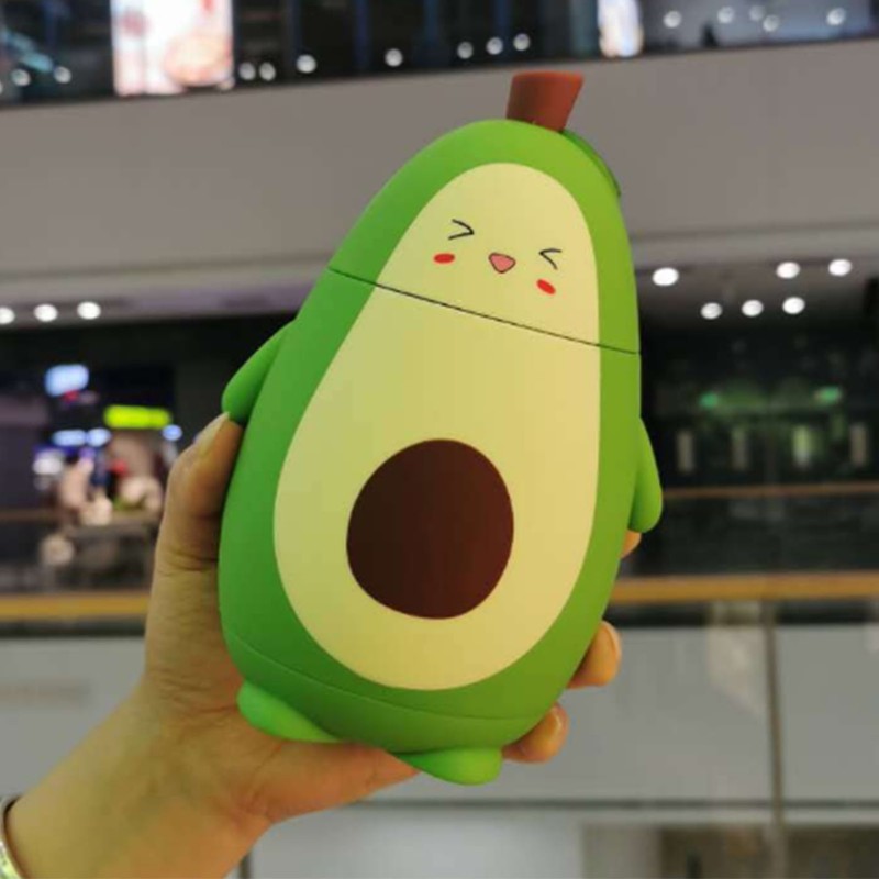 Cartoon Avocado Glass Bottle Double Layer Water Cup Portable Cute
