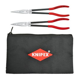Knipex Tools 9K 00 80 128 US 11" Extra Long Needle Nose Pliers Set with Keeper Pouch,