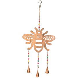 Sunset Vista Designs Windchimes - Wooden Queen Bee Hanging Mobile Bell Chime, 24" Long, Natural Finish