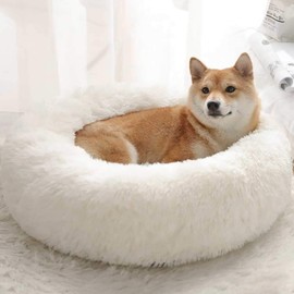 PETCUTE Dog Bed Cat Bed for Indoor Cats Washable Plush Donut Pet Bed Soft Calming Cuddler Kennel Small Medium Large