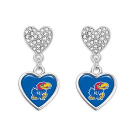 Kansas Jayhawks Amara Silver Crystal Heart Earrings Jewelry Gift KU