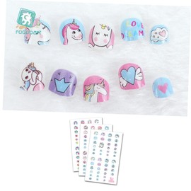 Beavorty Unicorn Nail Art Stickers Set 10 Sheets Boys and Girls Nail Decals Cartoon Design Non-Toxic Easy Peel Off Random Style
