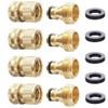 HQMPC Solid Brass Garden Hose Quick Connectors - 4 Sets
