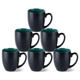 GBHOME 16oz Coffee Mugs Set of 6, Large Ceramic Coffee Mugs for Man, Woman, Dad, Mom, Modern Coffee Mugs Set with handle for Tea/Latte/Cappuccino/Milk/Cocoa. Dishwasher&Microwave Safe,Green