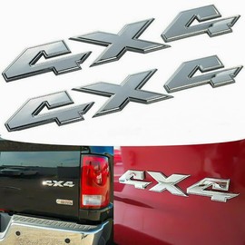2Pc Tailgate Fender 4x4 Nameplate Emblem Badge Fir for 1500 2500 3500 (Chrome)