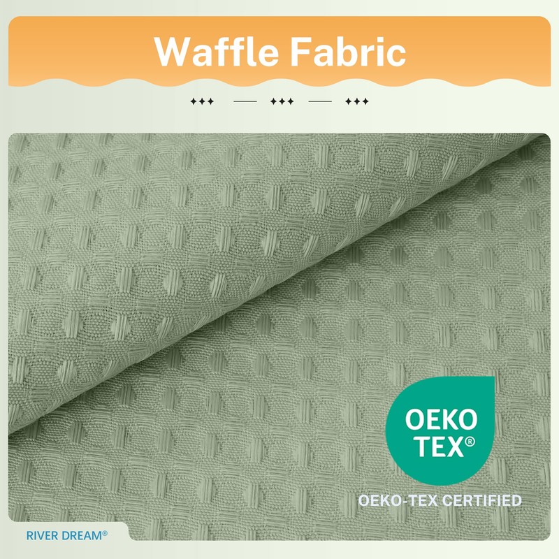 River Dream 3 in 1 Shower Curtain Set, Waffle Fabric