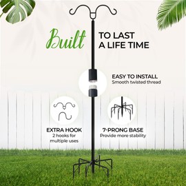 IDZO EQAE2 String Light Poles, 2pack 7-Prong with Fence Brackets, Black