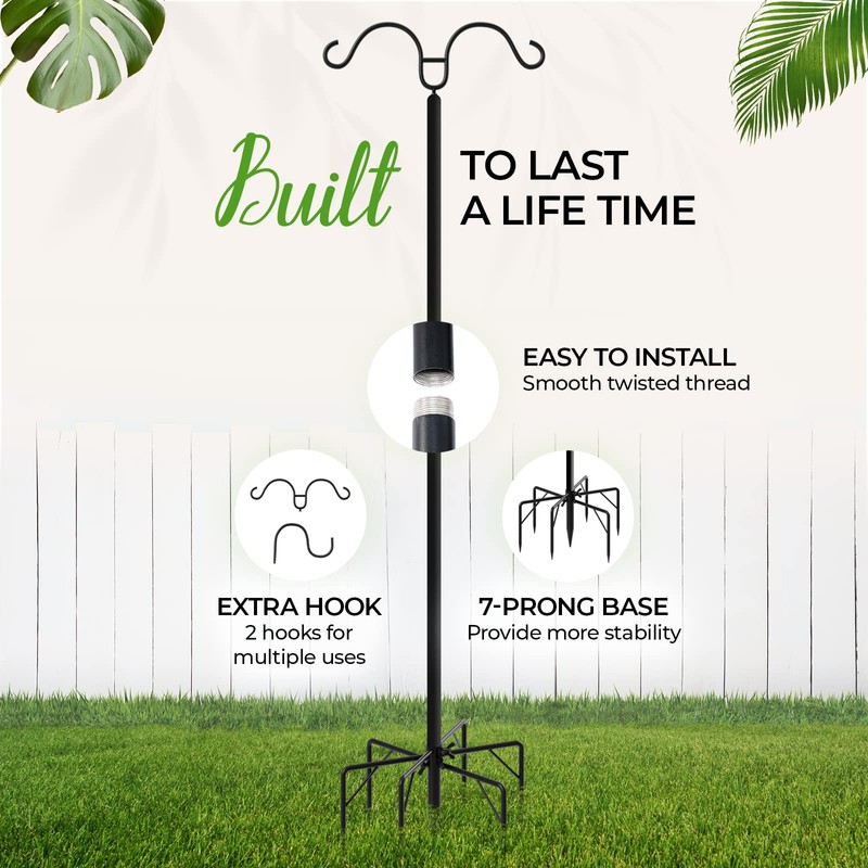 IDZO EQAE2 String Light Poles, 2pack 7-Prong with Fence Brackets,