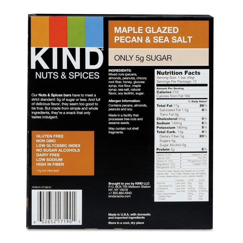 Kind Maple Glazed Pecan and Sea Salt Bar, 1.4 Ounce