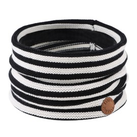 XIAOHAWANG Baby Scarf Winter Knitted Scarf Boys Thick Warm Tube Scarf Girls Loop Scarf Kids Round Scarf for 1-6 Years, Black striped