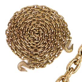A A IN Transport Binder G80 Tow Chain 3/8" x 20' with G70 Heavy Duty Grab Hooks for Logging, Tie Down, Transport - Flatbed Truck Trailer Safety Binder - 7,100 lbs Safe Working Load