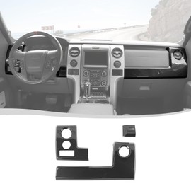 Voodonala for Ford F150 Raptor 2009-2014 Center Console Dash Panel Cover Kits Compatible with Ford F150 2009-2014 (3Pcs/Set,Carbon Fiber Black,ABS)