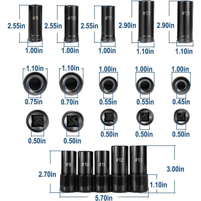 LIS 71670 Large Tap Socket Set For 5/8", 11/16", 3/4",