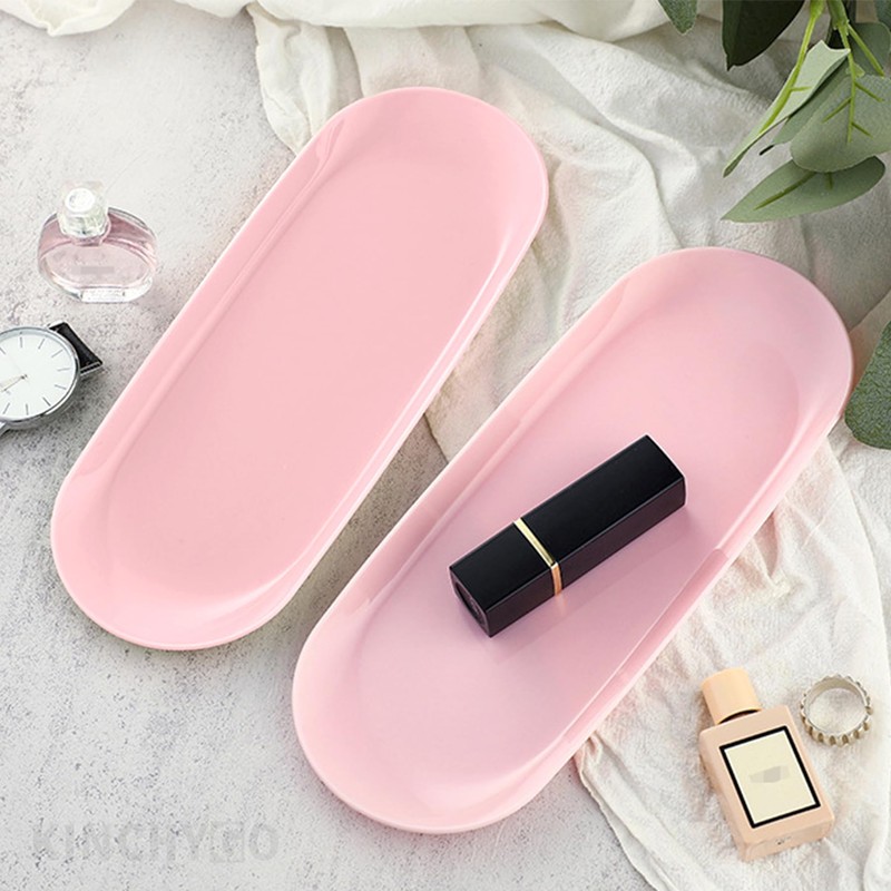 4 Pack Manicure Tools Storage Trays Pink Oval Dish Storage