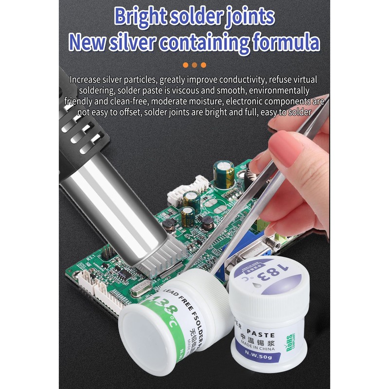 Electronic Chip Solder Paste 50gx2 138℃ and 183℃ Multifunctional Soldering