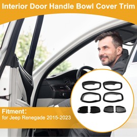 INFINAUTO Interior Door Handle Bowl Cover Trim for Jeep Renegade 2015-2023 Inner Door Handle Decoration Frame Trim Carbon Fiber Black ABS 4 Pcs