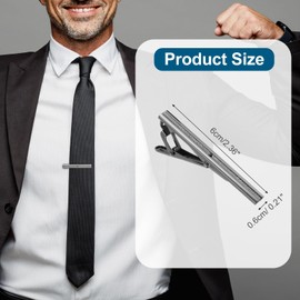 PATIKIL Tie Clip for Men, Rhinestones Necktie Bar Pinch Clips with Gift Box for Regular Ties Wedding Business Valentine's Day Father's Day Anniversary, Black Gray(Black)